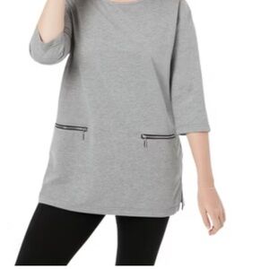 Soft Surroundings Charcoal Tunic with Zipper Accents Sz M Petite Women